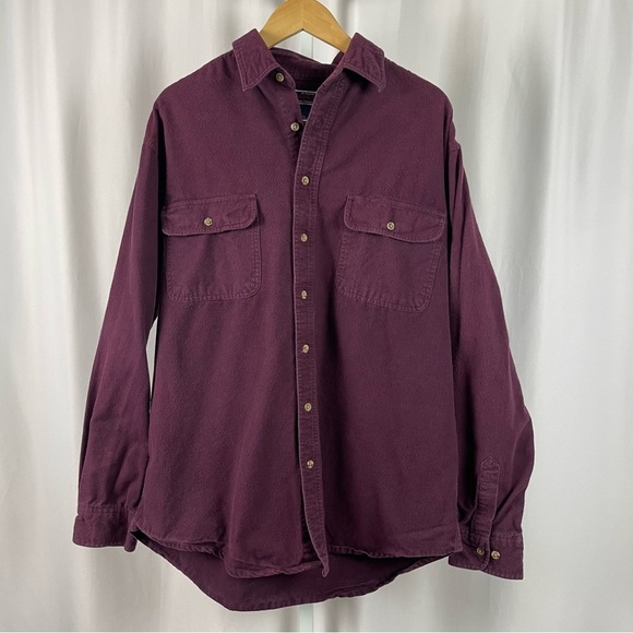 Williams Bay Large Tall Red Flannel Shacket Sweater Jacket Button Up Shirt Chore - Picture 1 of 6